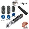  Tire Repair Kit with Patch Roller, Liner Scraper and Natural Rubber Patches, Practical Puncture Repair Tool for Car, Truck and Bike Tires