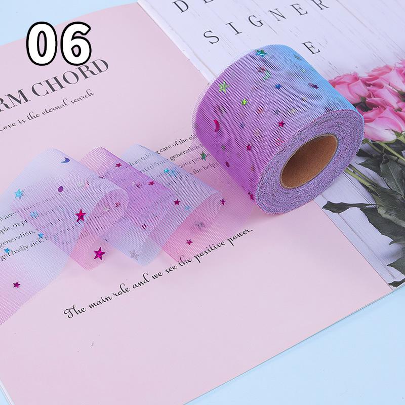 25 Yards Sequin Rainbow Star Moon Mesh Lace Trim Ribbon Fabric Wedding Dress DIY Bow Birthday Party Decoration Crafts