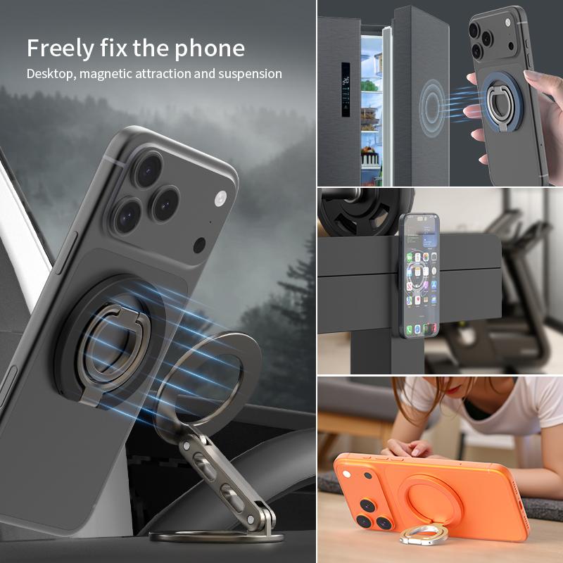New Double-sided Magnetic Phone Holder for Magsafe 360 Degree Rotation Folding Phone Magnet Stand for iPhone 17 16 Samsung