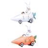 Resin Easter Bunny Car Figurine Collectible Handmade Tabletop Decoration
