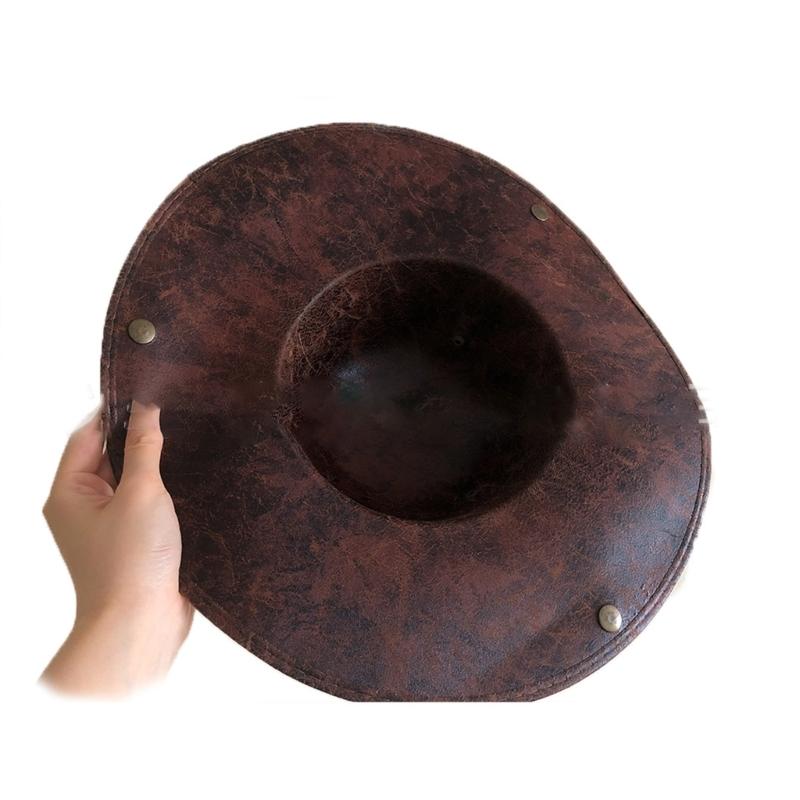 Faux Leather Adult  Pirate Hat for Winter Autumn for Creative Halloween Cosplay Rave Party Jazz Hat Adjustable Large Bri