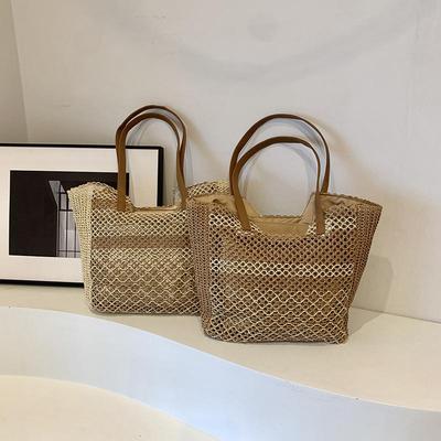 Summer Beach Vacation Grass Woven Bag for Women's New Commuter Shoulder Bag Hollow Woven Tote Bag KTY
