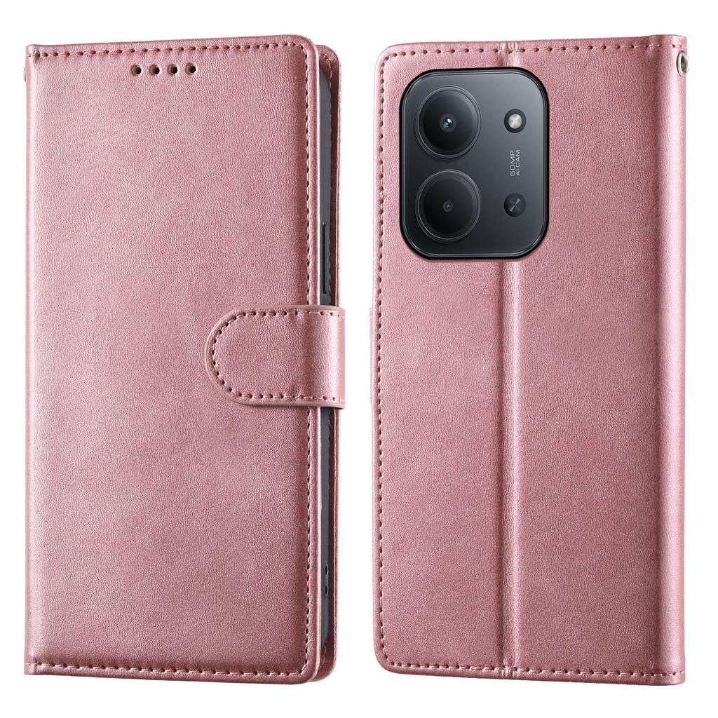 Dla Xiaomi Redmi 15C 4G (Światowy) (171mm)/Poco C85 4G (171mm) Etui Stand Portfel Skóra PU z Teksturą Cielęcą Pokrowiec Flip do Telefonu z Paskiem na Nadgarstek