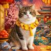 Chinese Style Pet Cat Scarf Cute Puppy Bib Adorable New Year Dog Collar  Party Accessories