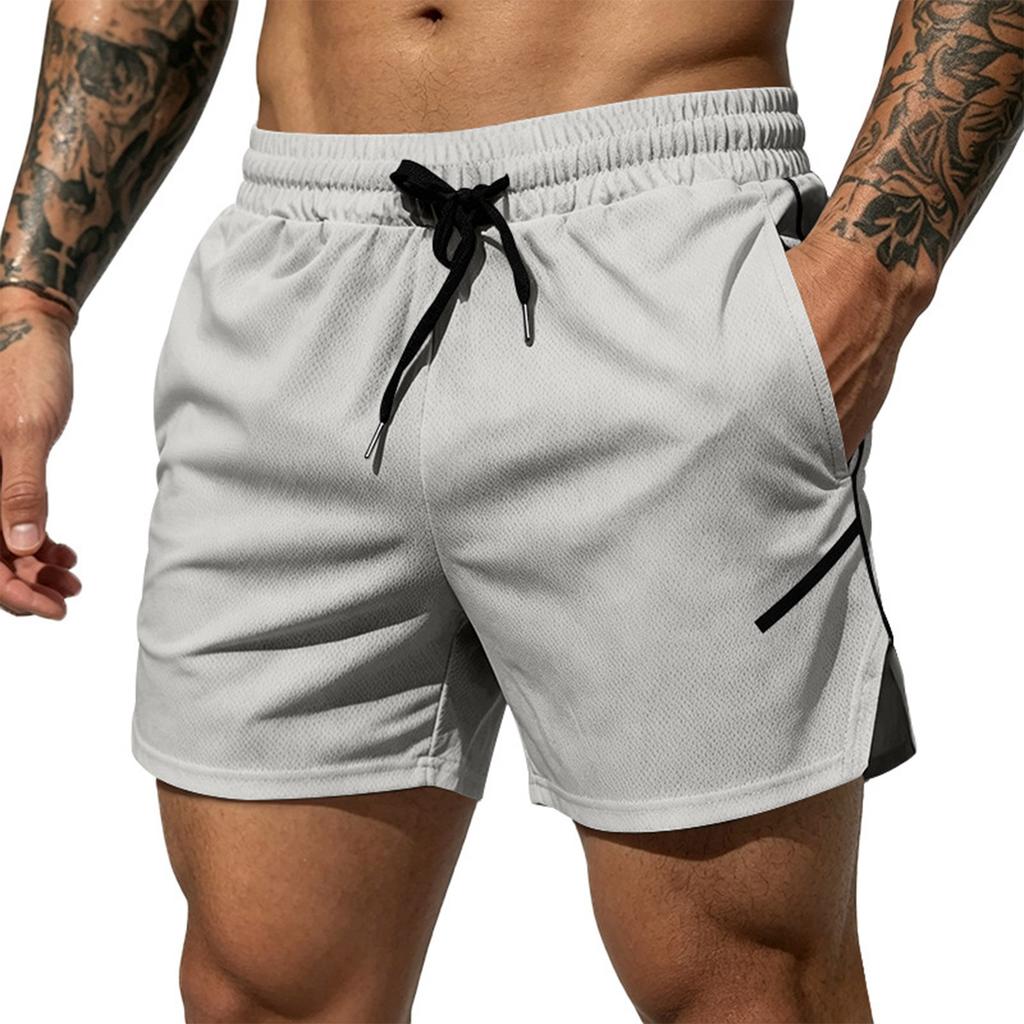 Men Mesh Quick Dry Breathable Athletic Shorts Lightweight Sports Shorts with Drawstring Elastic Waistband Zipper Pocket