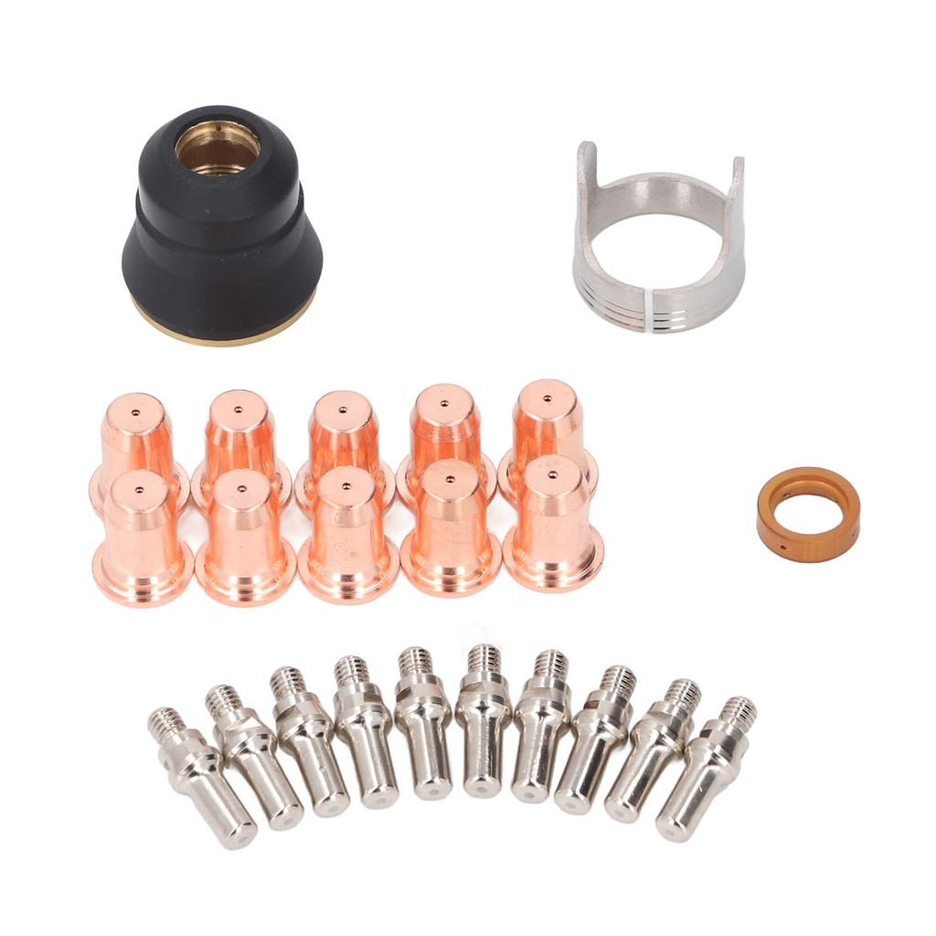 23PCS Set Plasma Cutter Consumables Plasma Cutting Nozzle Electrode Shield Cup and Ring