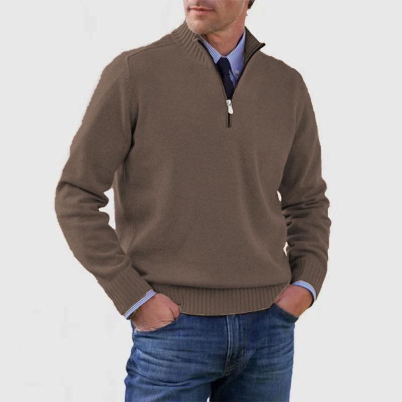 Autumn/Winter Men'S Plus-Size Knit Top, Zip-Up Knit Shirt, Warm Base Layer, Sweater For Men