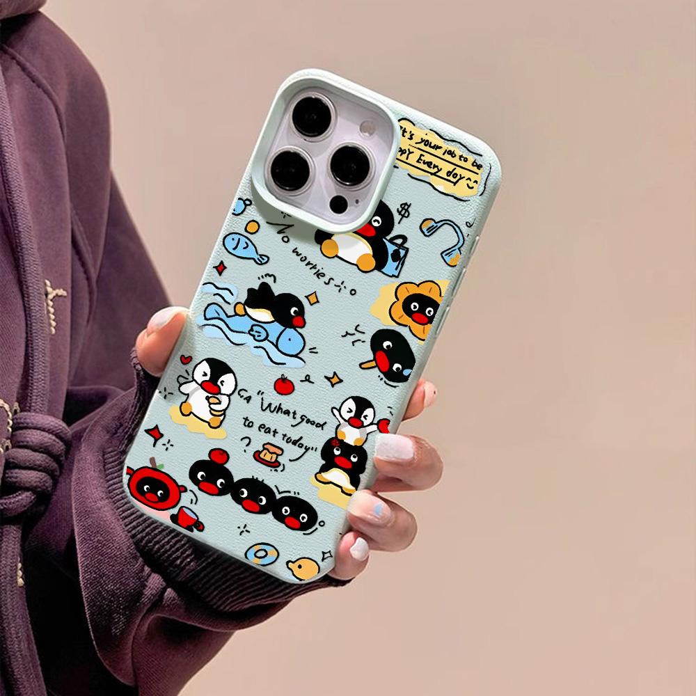 Handyhülle für iPhone 11 13 Hülle iPhone 12 14 15 16 Pro Max 12 Pro 15 Plus Leder lackiert wasserdicht sturzsicher und verschleißfest Cartoon