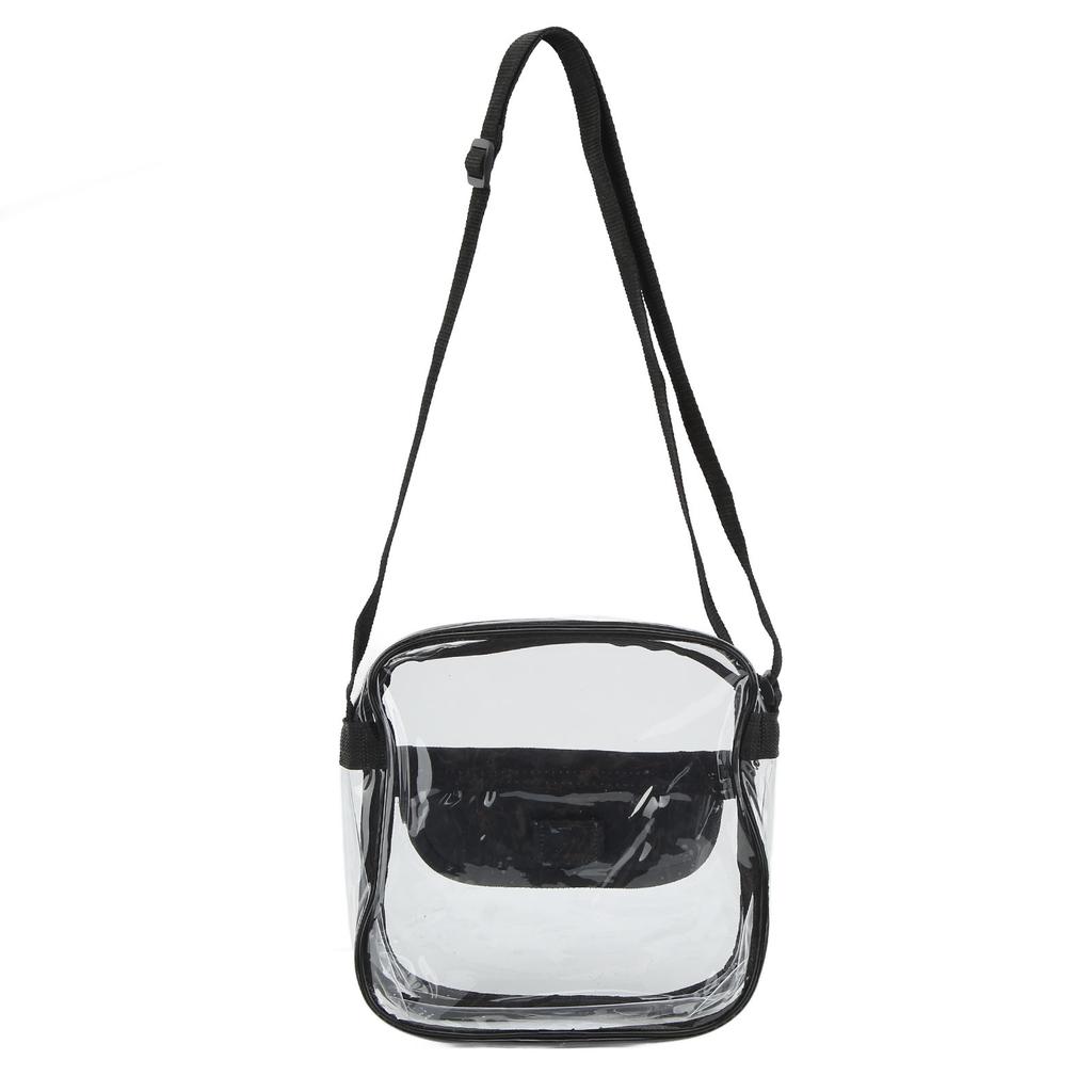 Transparent Messenger Bag PVC Shoulder Bag with Adjustable Strap for Daily Shopping Beach Traveling