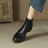 Krazing Pot Cow Skin Autumn Winter Shoes Concise Thick Heels Size 43 Size 42 Chelsea Boots Round Toe Slip on Retro Ankle Boots