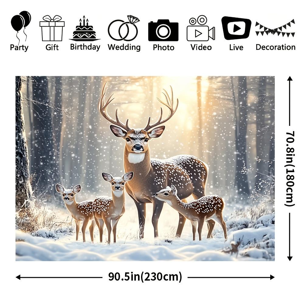 1Pcs Winter Forest Snow Deer Decoration Background Winter Backdrop For Photo Studio Photo Booth Party