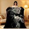 Art B-Black a-and W-White Floral Throw High-Density Short Plush Blanket Soft Skin-Friendly for Sofa Nap Air-Conditioned Room