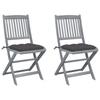 Day and Night - Day and Night Folding Garden Chairs 2 Pcs Cushions Solid Acacia Wood