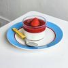 Simple Bright Blue Red Line Dining Plate French Dish Plate Dinner Plate Household Take Pictures of Beautiful Plates Salad Bowl