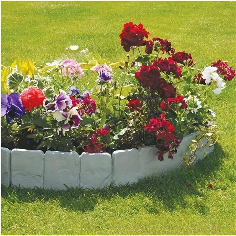 Plastic Garden Edging Border, Imitation Stone Fence Panels, Patio Outdoor Barrier, DIY Garden Landscape Edge Border Spliceable