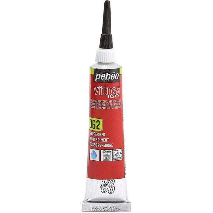 Glass Paint - Pebeo - Vitrea - Chili Red - 20 Ml - Transparent