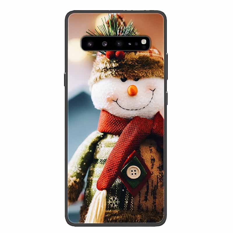 Christmas Phone Cases For Samsung Galaxy S10 /Galaxy S10e /Galaxy S10 Plus Case Black Silicone Soft Santa Claus TPU Bumper Funda