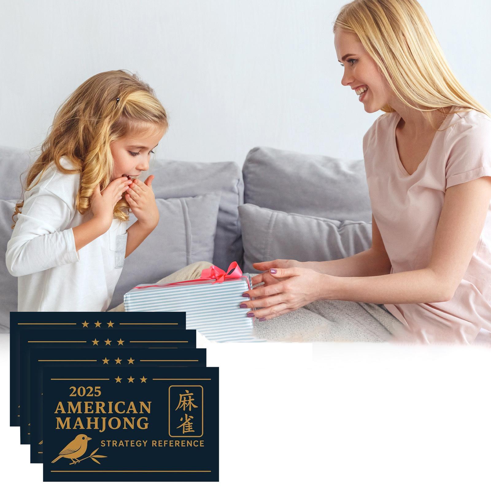 

Плитки маджонга 2025, Плитки американского маджонга с печатью крупным шрифтом, 4 листа Набор правил 2025 последней редакции, Легко читаемые плитки маджонга One Size