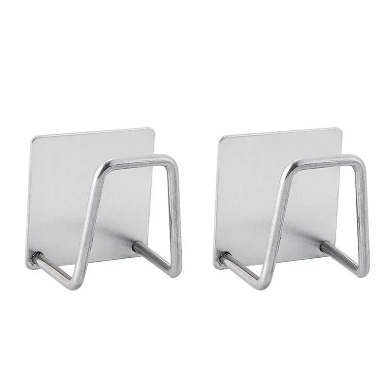 1-4pcs Sponge Holders Stainless Steel Sink Drain Drying Rack Bathroom Sponge Holder Wall Hooks Storage Holders Kitchen Gadgets
