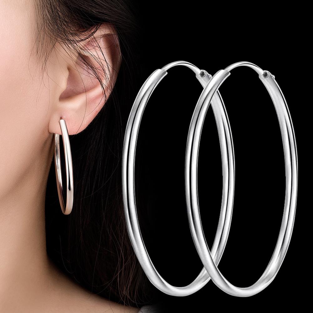 925 Silber 3MM Dick 3/4/5/6CM Creolen Ohrringe Für Damen Hochzeit Luxus Schmuck Accessoires Trend Schmuck