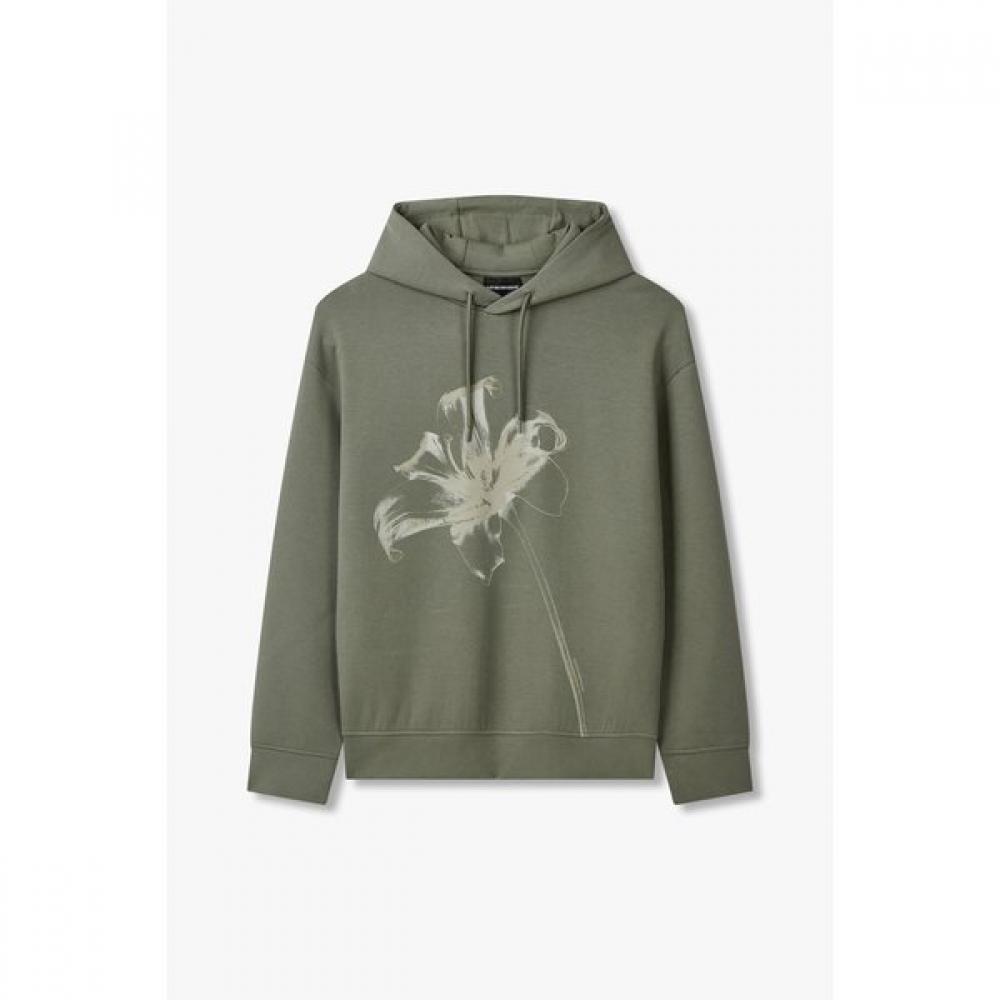 Emporio Armani Men S Neoprene Flower Hoodie A515126072 S