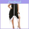 Women Plus Size V Collar Loose Bilayer Dress With Irregular Mini Silhouette For Casual And Party Wear