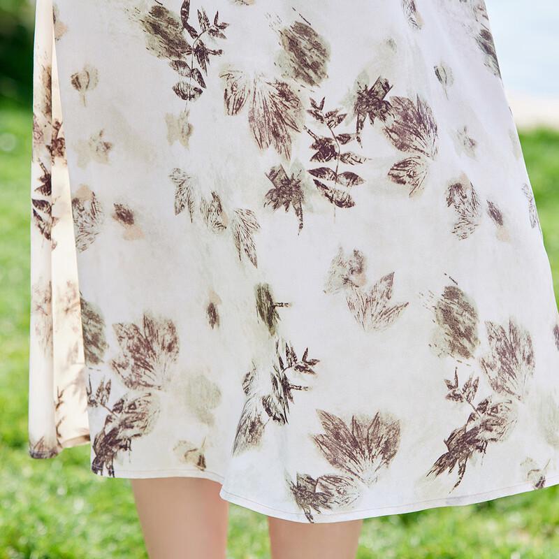 Pasite Summer Floral Faux Two-Piece Chiffon A-Line Dress