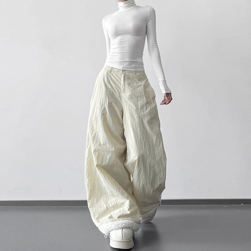 

2025 Winter Unisex Lambswool Patchwork Straight-Leg Pants: Casual, Warm, Loose Fit, Trendy Cold Protection. S