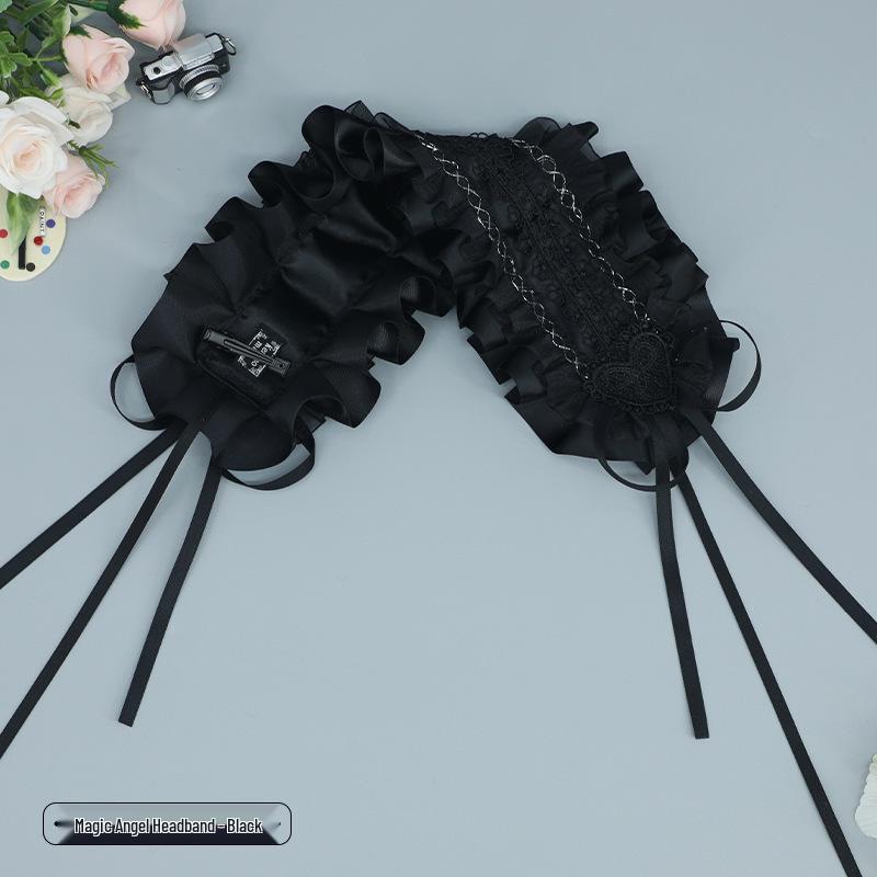 Lolita Lace Ribbon Bow Headband - Dark Lolita Sweet Style Hair Accessory for Comic Conventions