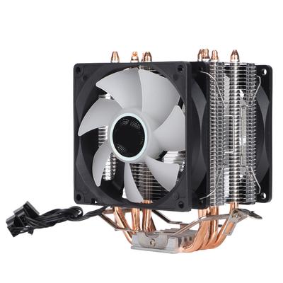 Computer Cpu Cooling Fans RGB 90mm 3pin 4 Heatpipes Noiseless Operation Plug and Play CPU FanDual Fan