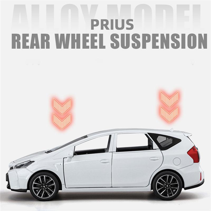 1/32 TOYOTA PRIUS Alloy Car Model Diecast Metal Vehicles Car Model Sound and Light Simulation Collection Childrens Toy Gift