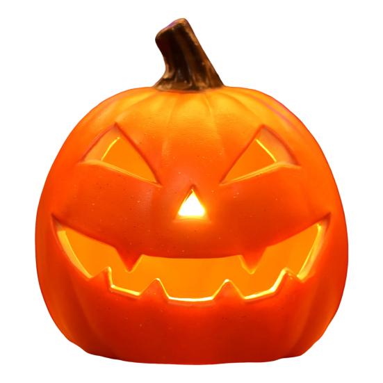 Halloween Pumpkin Lamp Spooky Light Up Pumpkin Figurine Glowing Decorative Pumpkin with LED Light for Haunted House Halloween Home Garden Decor
