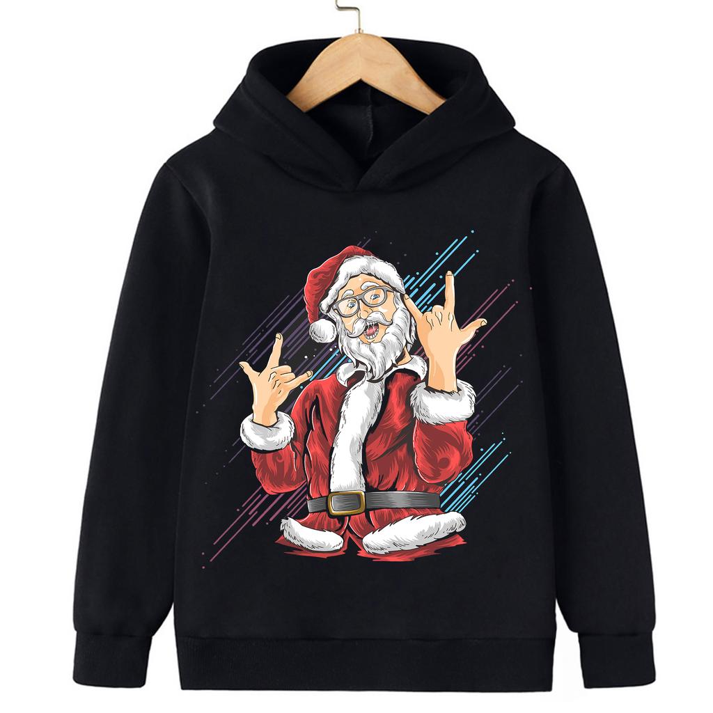 2026 Christmas Sweatshirt Tough Funny Santa Claus Kids Sweatshirt Boys Girls Hoodie Sports Top Merry Christmas