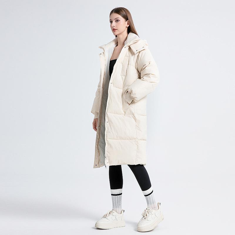 New wrinkle-resistant hooded windproof lightweight thickened fluffy warm warm cold loose medium-length high-quality fabric casual sports jacket