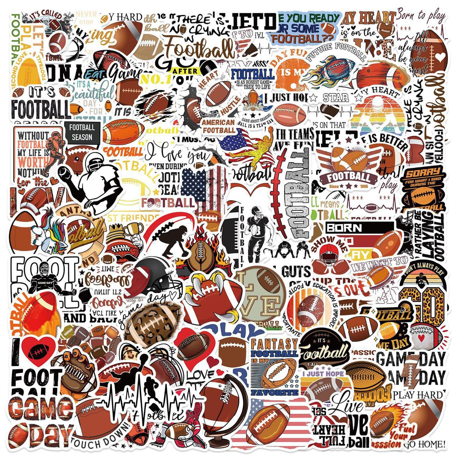 

100 Soccer Stickers, American FootballWaterproofDecals, Decals For Luggage, Skateboards, And Helmets One Size