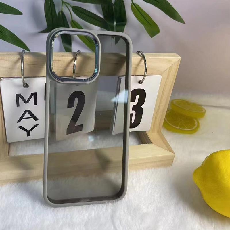 Metal Frame Suitable for Apple 15 Promax Mobile Phone Case Simple Light Luxury Acrylic IPhone 13 Anti-fall Hard Case