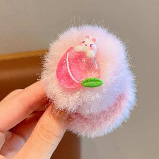 2Pcs Girl Hair Tie Cartoon Rabbit Star Decor Soft Plush Hair Rope
