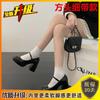 Zapatos Mary Jane, tacones altos, plataforma gruesa impermeable, suela gruesa, charol Spice Girl japonés, temperamento negro pequeño cuero francés.