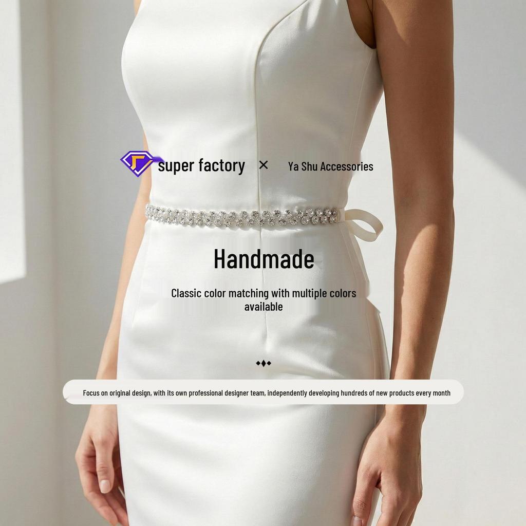 Elegant Silver Rhinestone Wedding Belt – Versatile High-End Dress Accessory for Fashion Shows and Performances