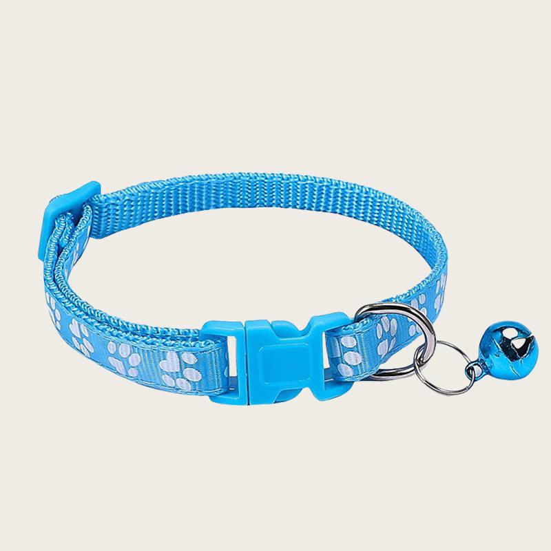 Adjustable Cartoon Pet Collar with Footprints and Bell for Small To Medium Dogs and Cats