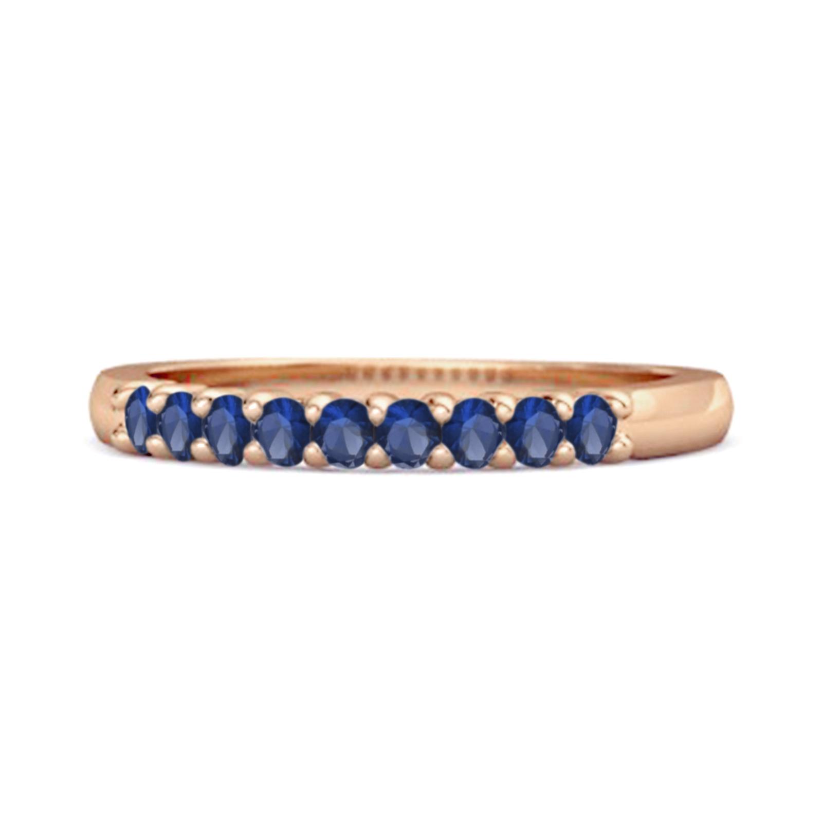 Half Eternity Blue Sapphire 925 Sterling Silver Rose Gold Vermeil Stacking Bridal Ring 11.5