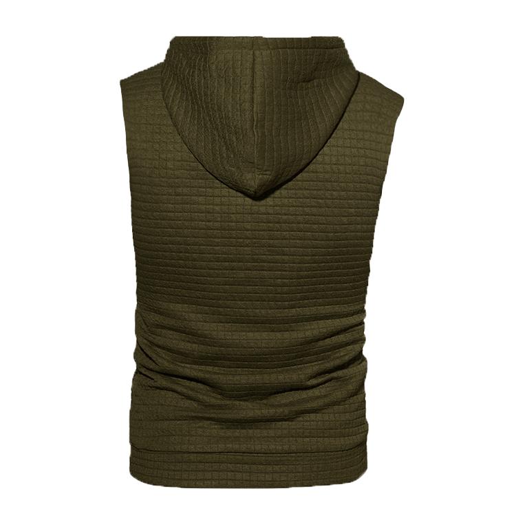 Men's Jacquard Hooded Sweatshirt Sleeveless Solid Color Knitted Hooded Sweatshirt Pullover Vest Men's Clothing