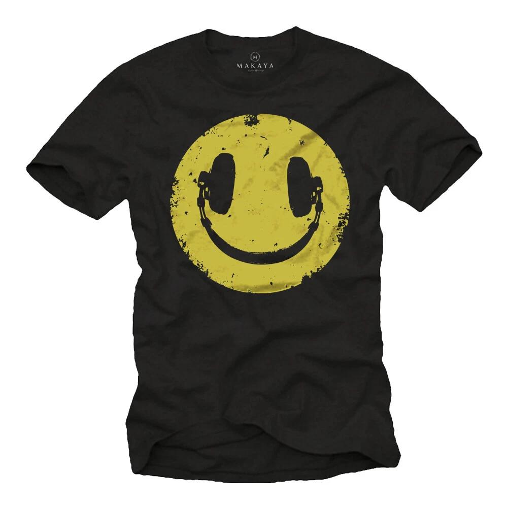 Cool Smile DJ Mens T-Shirt with HEADPHONES - Men Electro House Music Shirt- XL