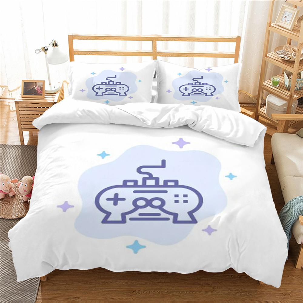 Bedding Set 3D Gamepad Print Bed Cover Bedclothes Home Three Piece Warm Polyester Pillowcase Quilt Cover