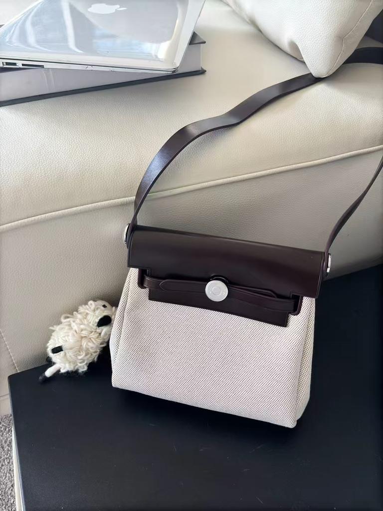 2025 first-layer cowhide canvas bag high-quality leather mini mobile phone bag shoulder messenger bag