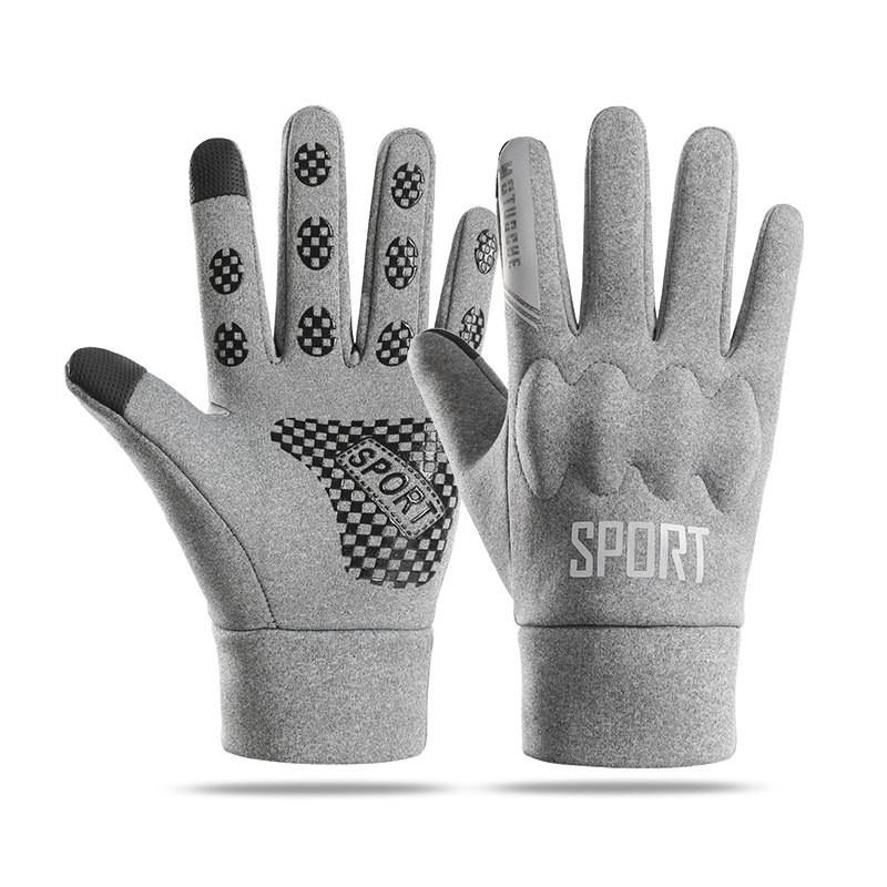 Warm Fleece Lined Full Finger Gloves Men Women Winter Cycling Driving Touchscreen Compatible Anti-Slip Reflective