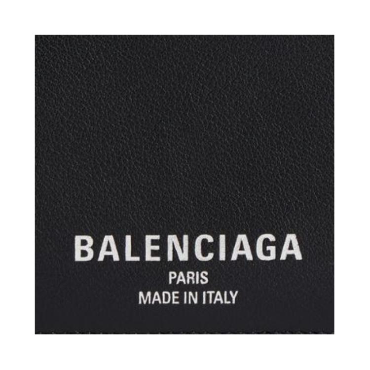 Balenciaga Credit Logo Zip Wallet Smooth Calfskin Large Men Wallets Black 8066392ABGM1000