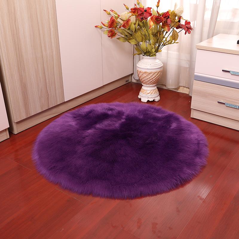 Nordic Round Faux Wool Rug for Bedroom or Living Room