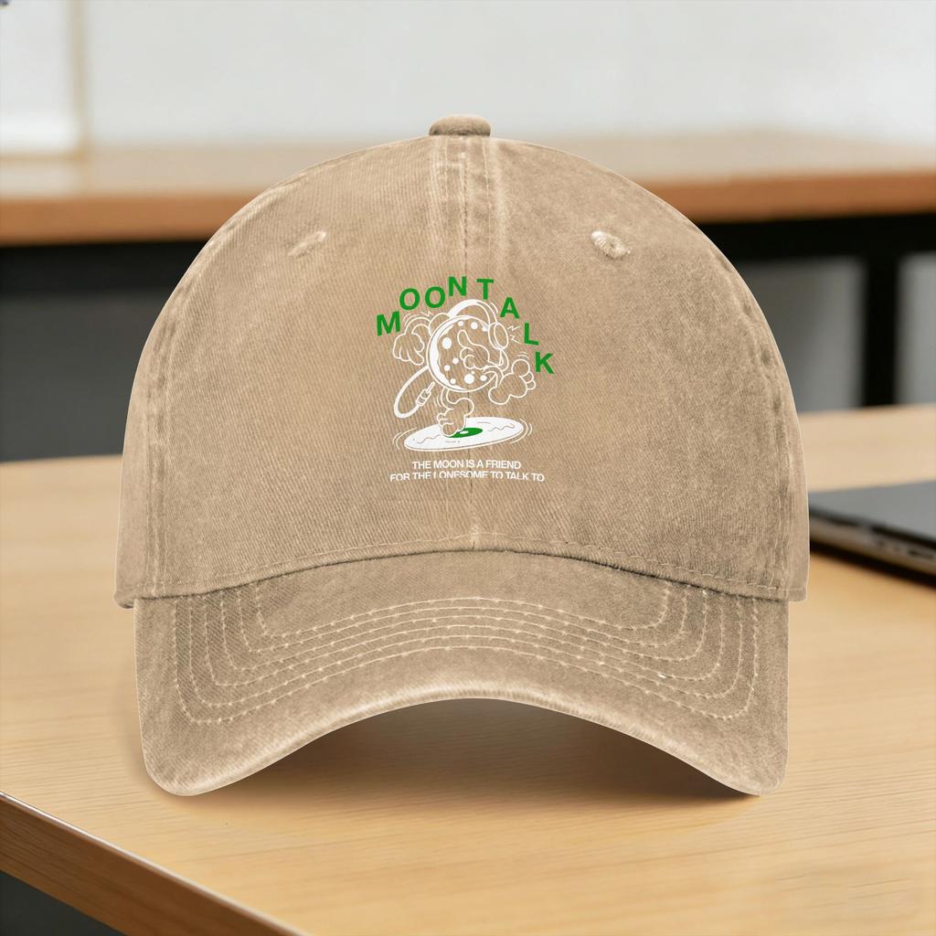 Summer Talking To The Moon Art Baseball Cap Sun Hot Sale Print Washed Trucker Hat UnisexTeens Casual Outdoor Sport Caps