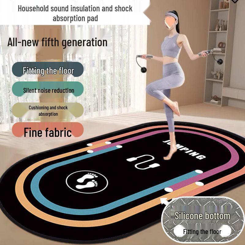 Shock Absorption Yoga & Jump Rope Mat - Thick, Wide, Non-Slip, Soundproof for Home Fitness